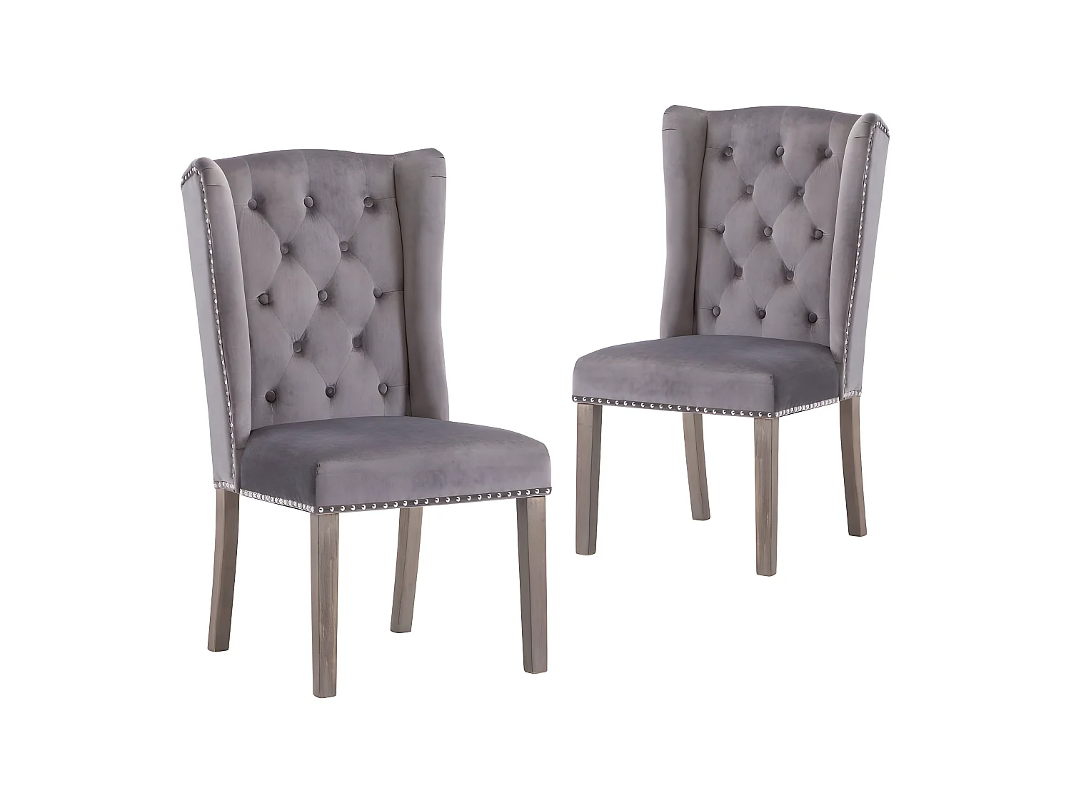 Chaises à manger lot de 2 gris velours