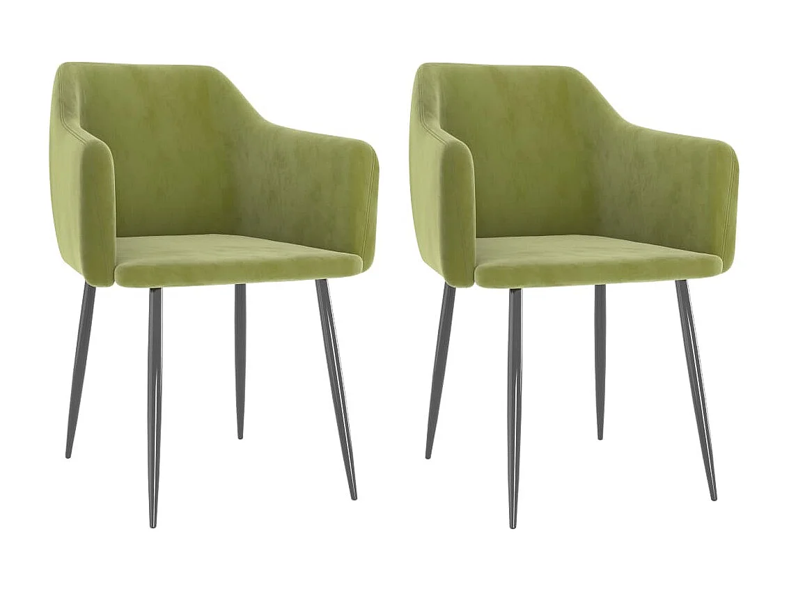 Chaises à manger lot de 2 Vert clair Velours