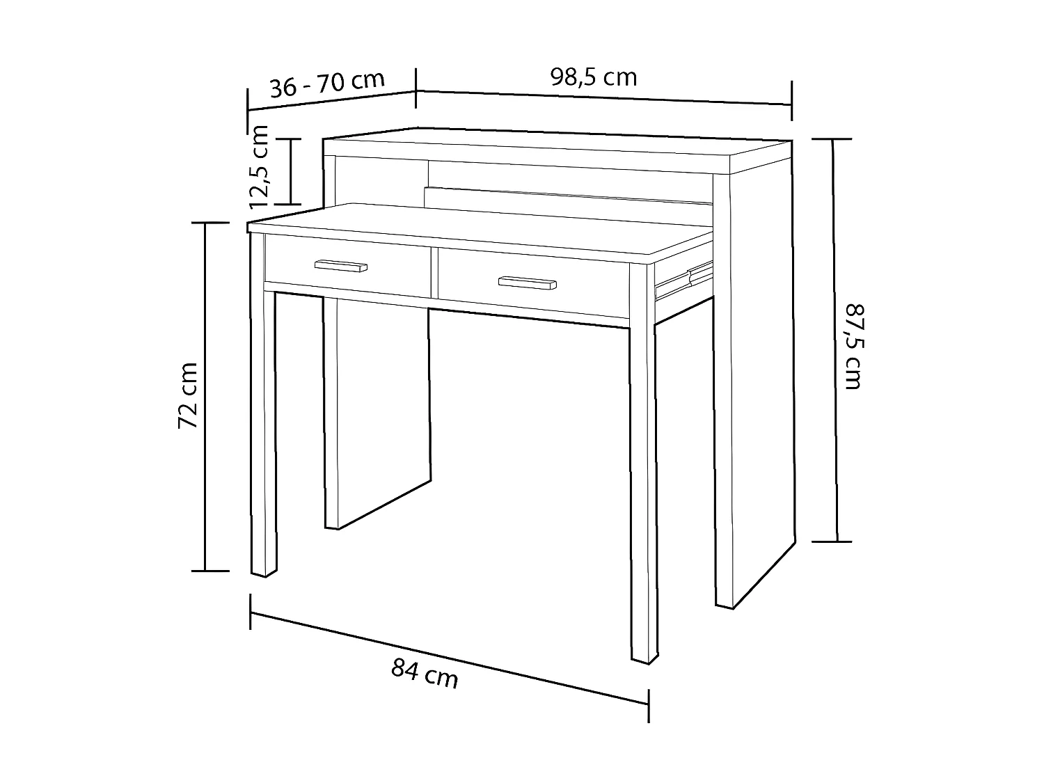 Konsolenschreibtisch ausziehbar mit 2 Schubladen - L100 cm Consola