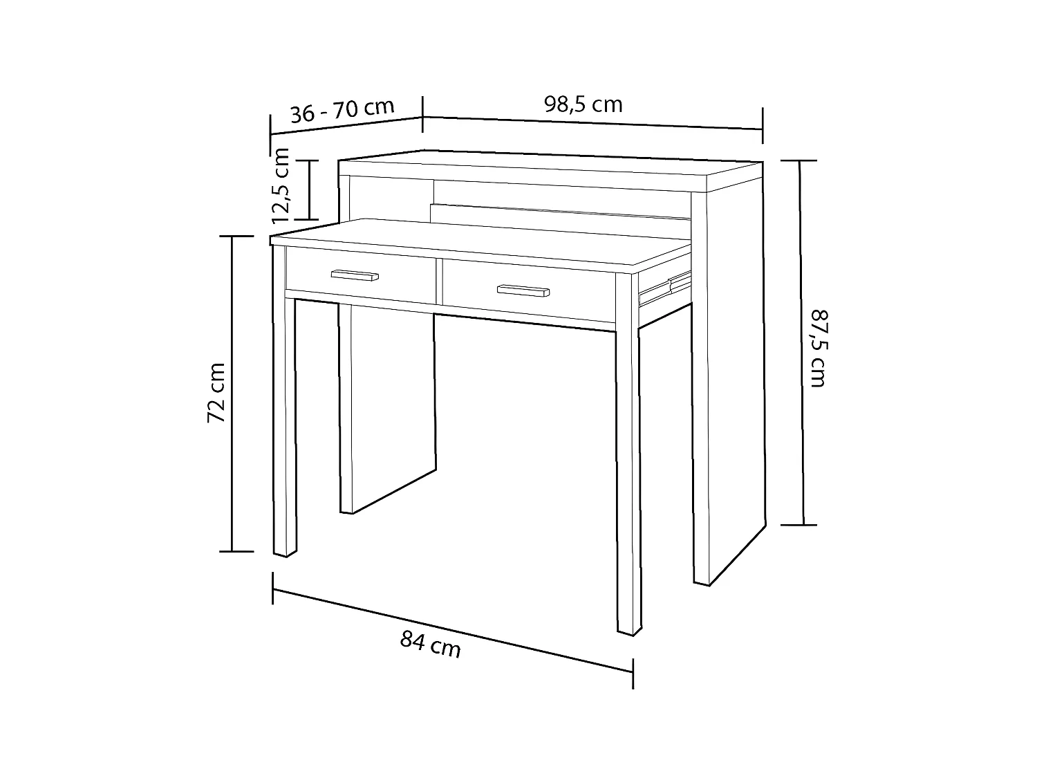 Secretária extensível Mesa Blanco Artik (Blanco Mate)