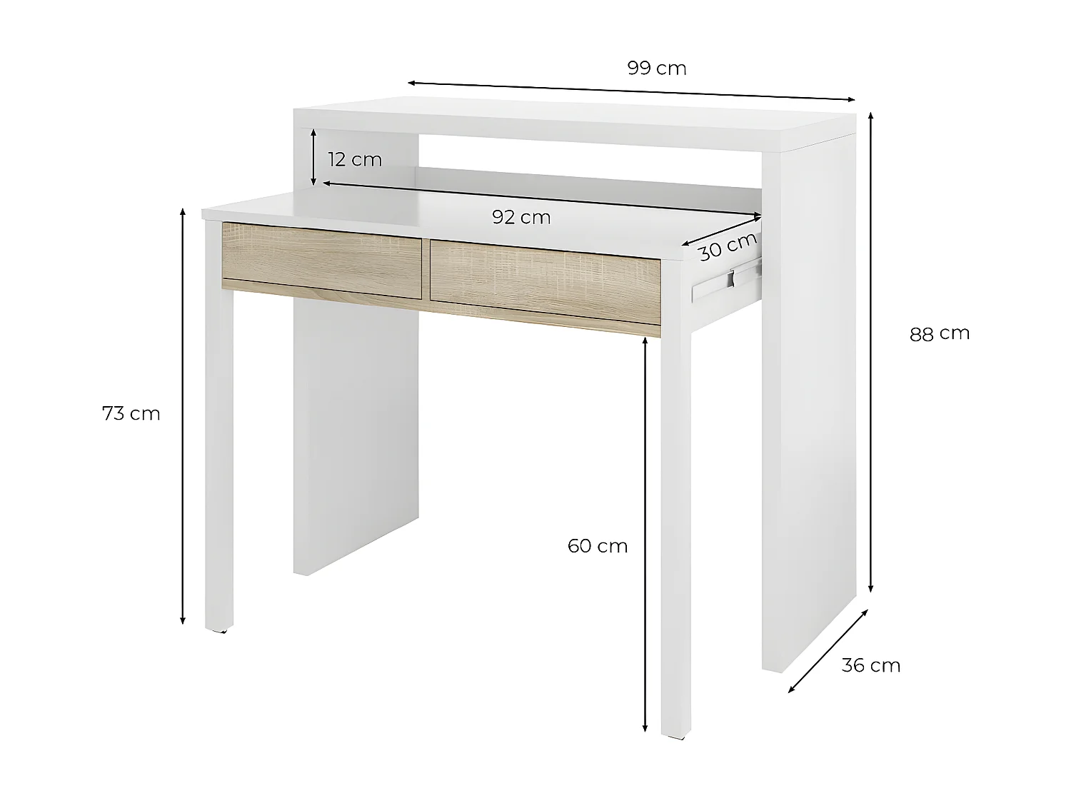 Secretária extensível Mesa Blanco Artik (Blanco Mate)