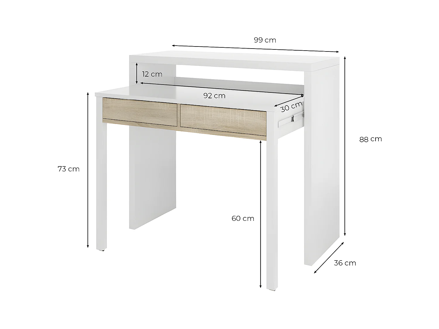 Secretária extensível Mesa Blanco Artik (Blanco Mate)