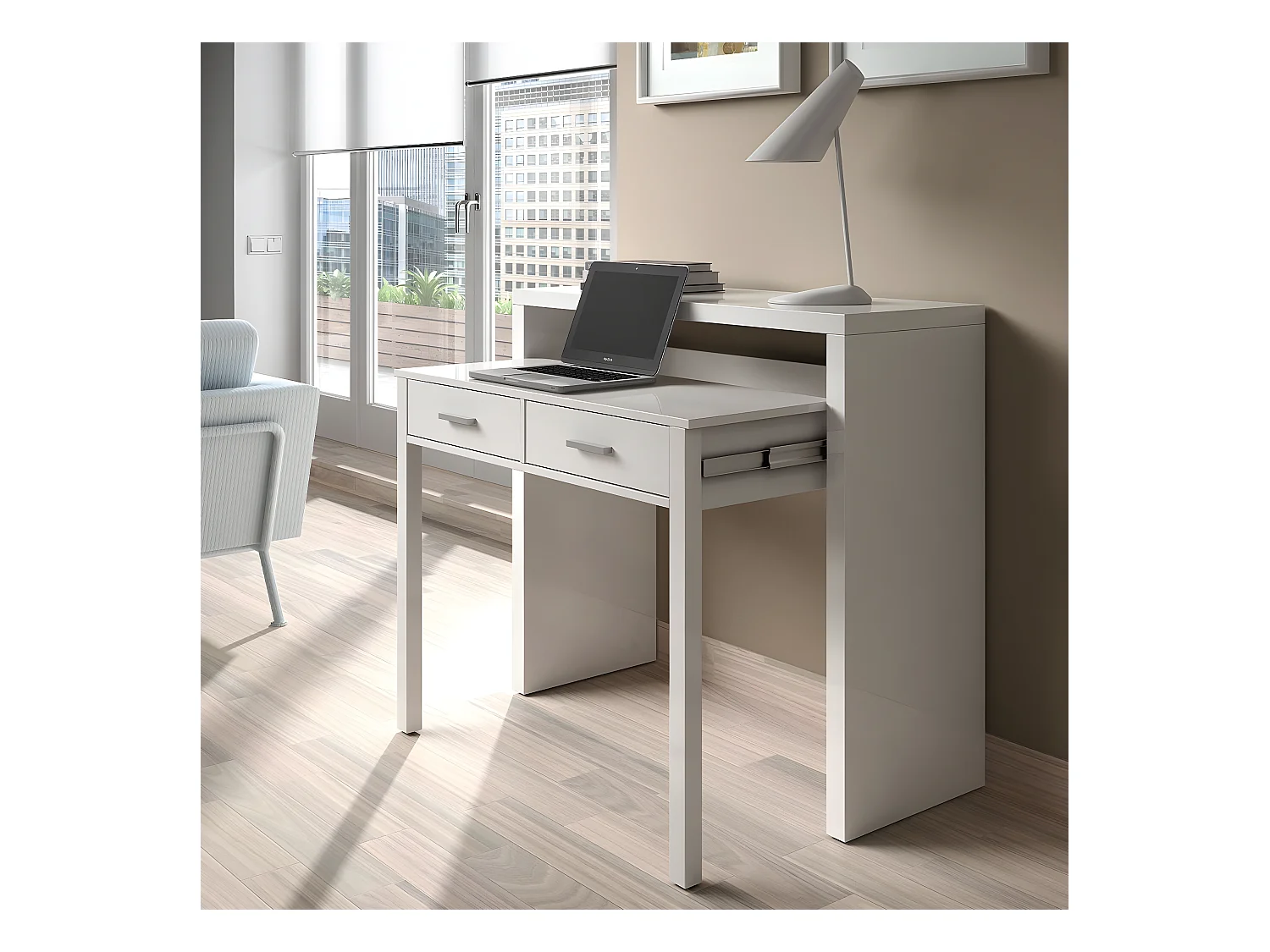 Secretária extensível Mesa Blanco Artik (Blanco Mate)