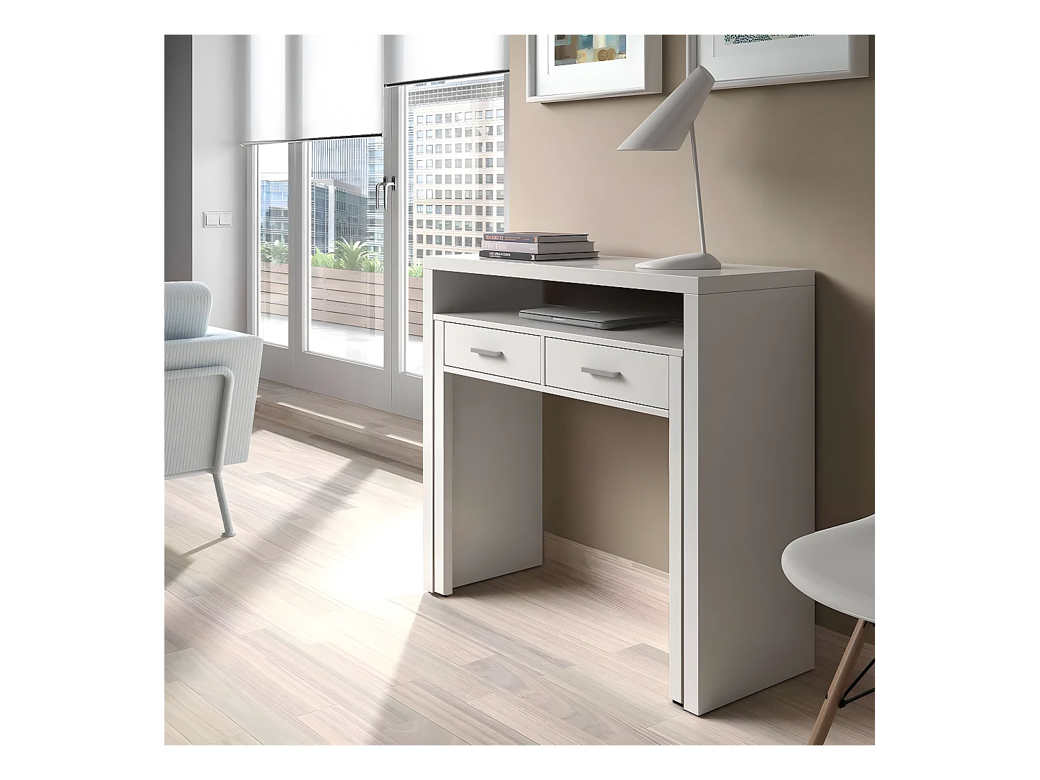 Secretária extensível Mesa Blanco Artik (Blanco Mate)