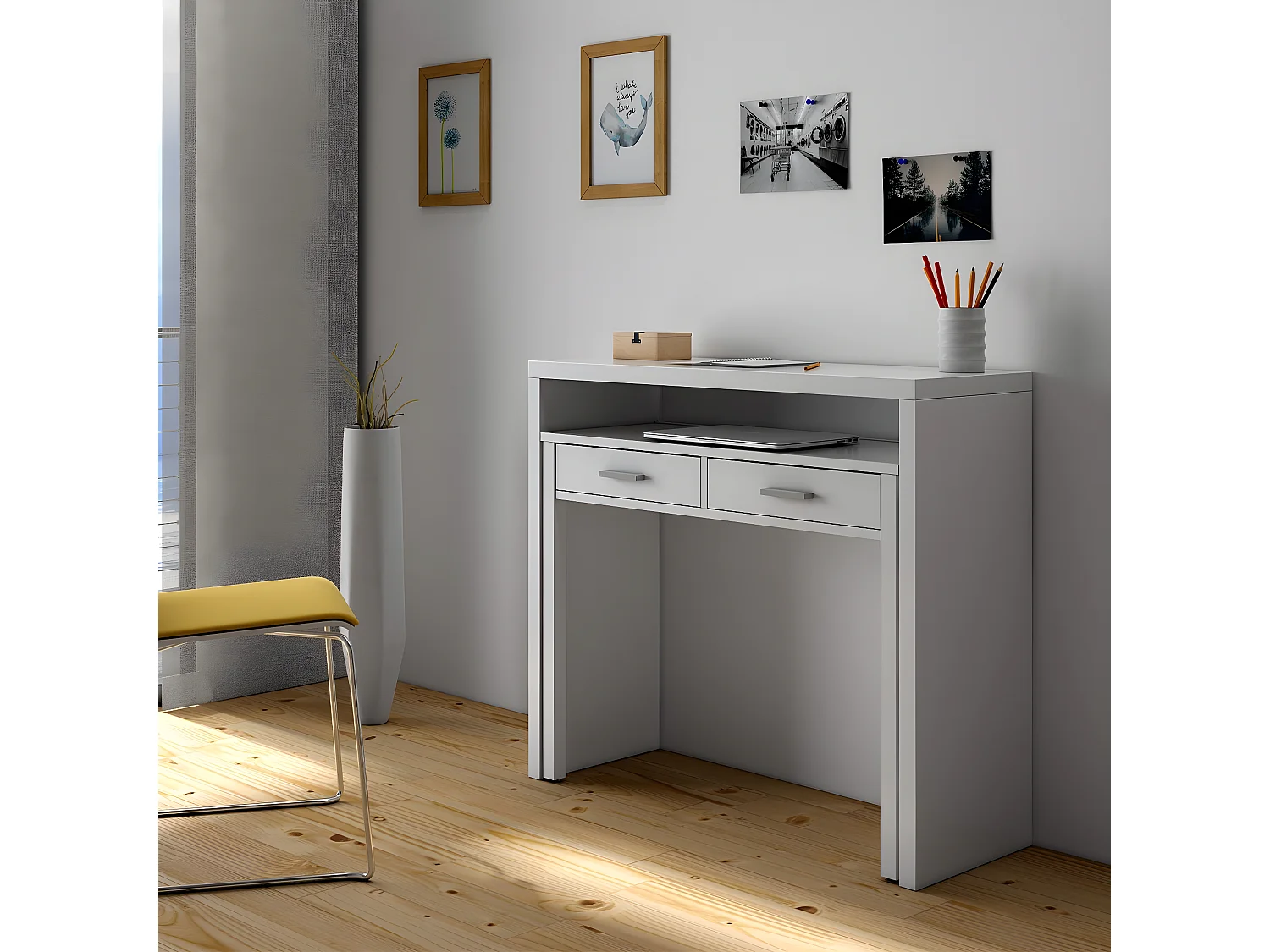 Uitschuifbare bureauconsole met 2 laden - L100 cm - Consola