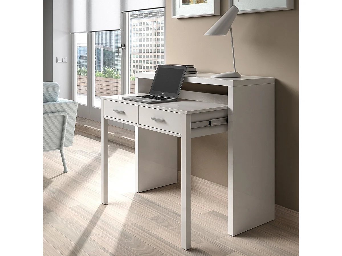 Bureau console extensible 2 tiroirs Consola - L100 cm