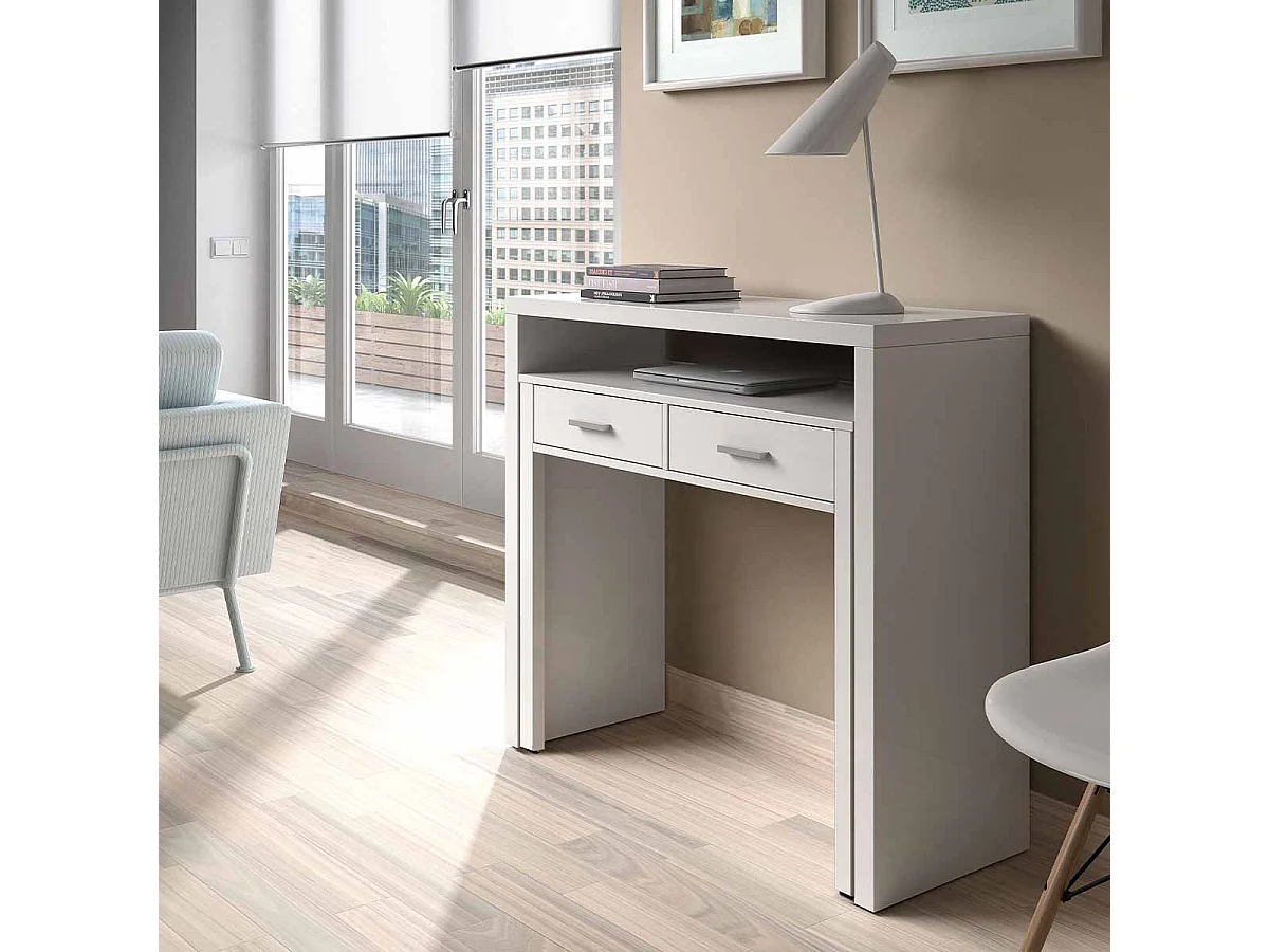 Bureau console extensible 2 tiroirs Consola - L100 cm