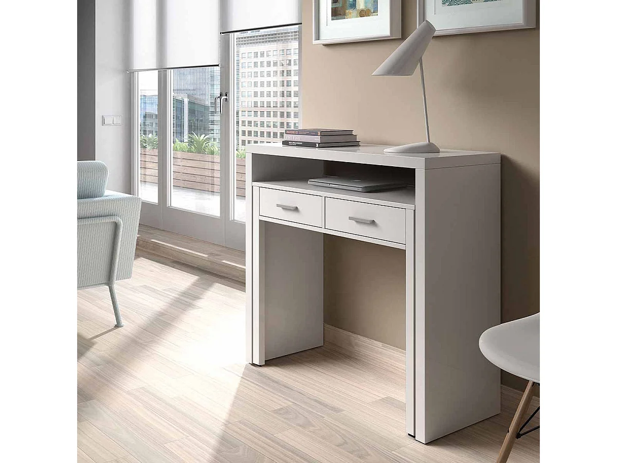 Secretária extensível Mesa Artik White (Branco mate)