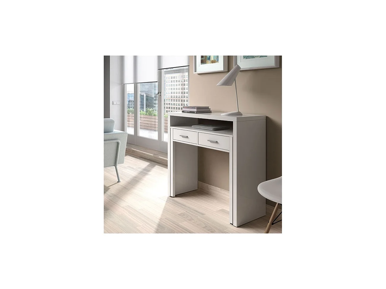 Bureau console extensible 2 tiroirs Consola - L100 cm