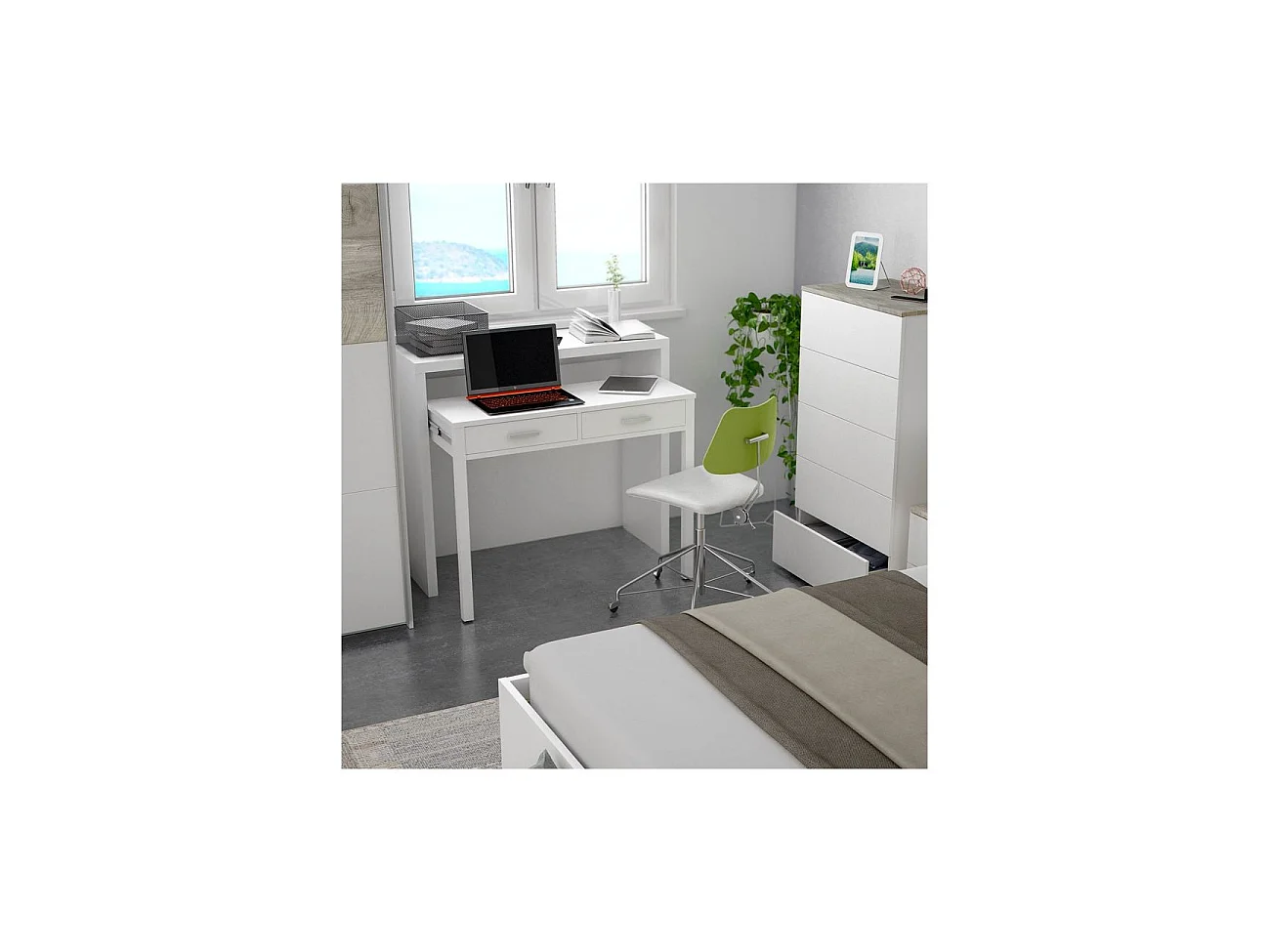 Bureau console extensible 2 tiroirs Consola - L100 cm