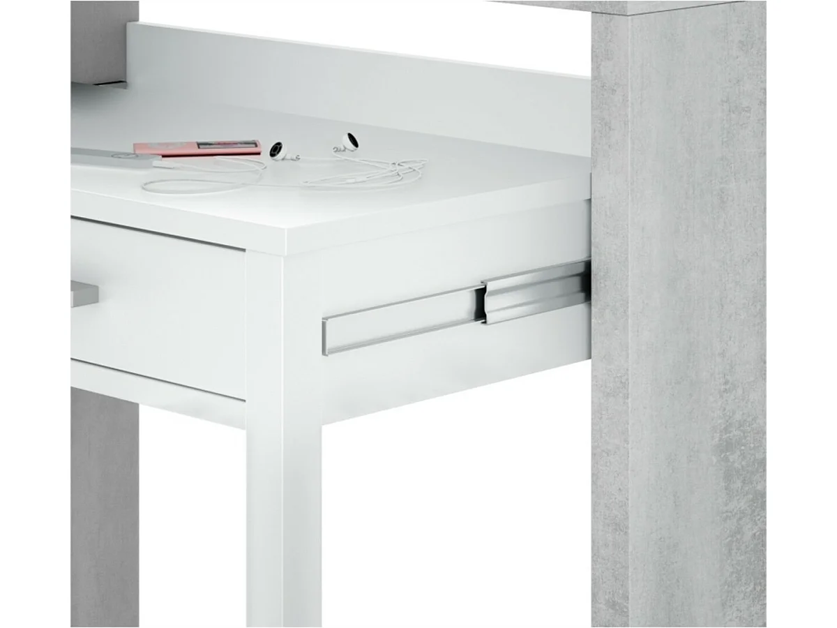 Bureau console extensible 2 tiroirs L100 cm
