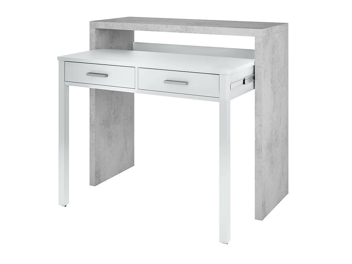 Bureau console extensible 2 tiroirs L100 cm