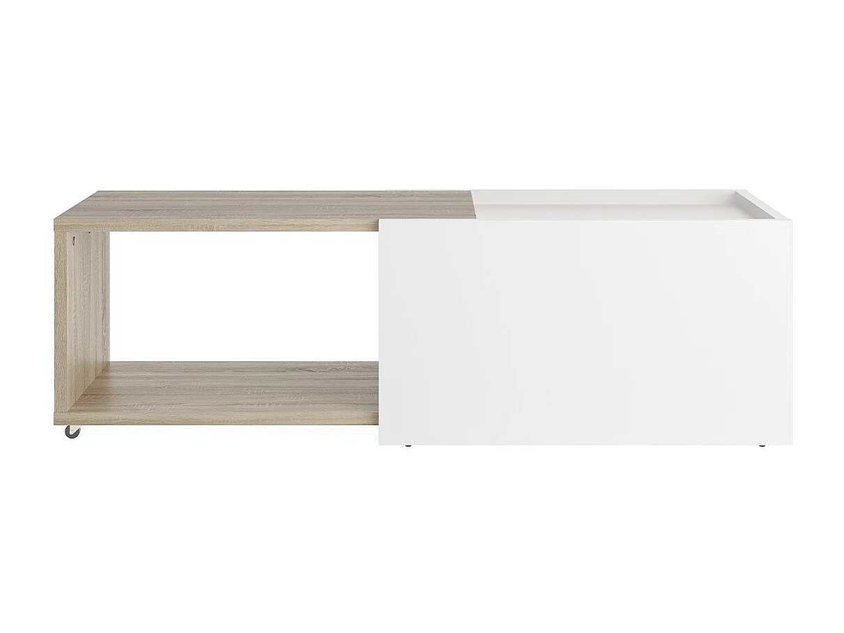 Table Basse Extensible avec Caisson Coulissant L74-125 cm - Slide