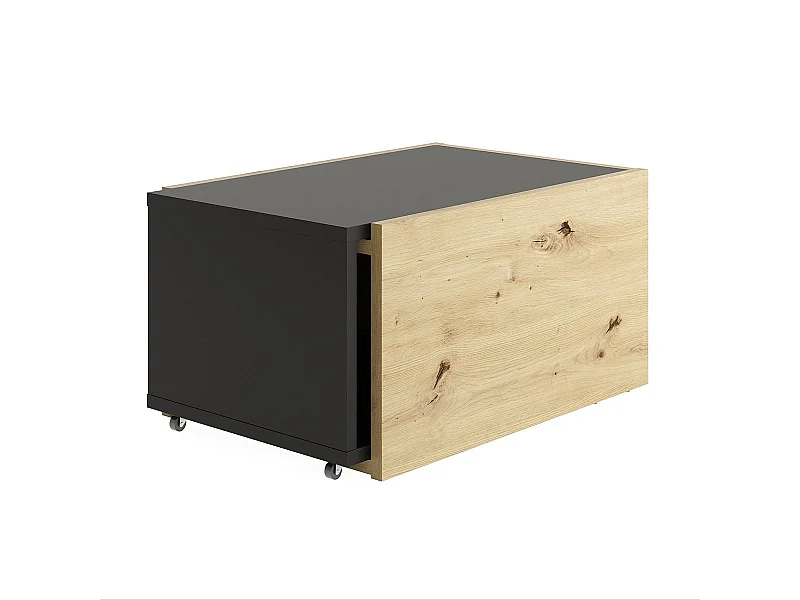 Tavolino da Salotto Estendibile Rovere Artigianale e Nero