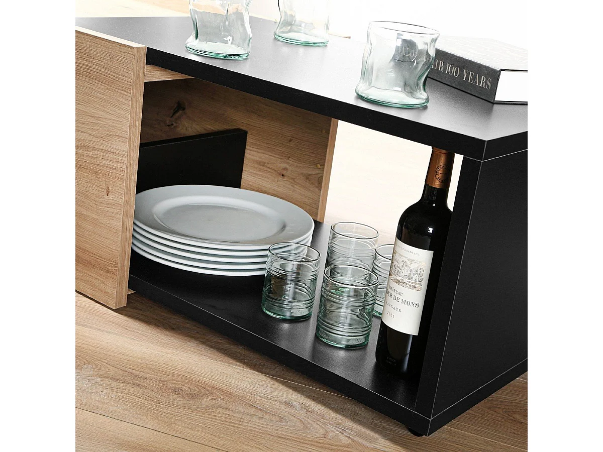 Table Basse Extensible avec Caisson Coulissant L74-125 cm - Slide