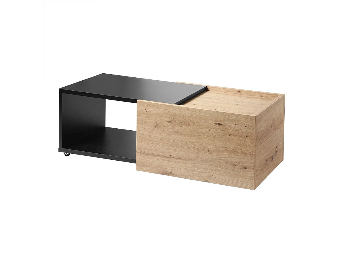 Table Basse Extensible avec Caisson Coulissant L74-125 cm - Slide