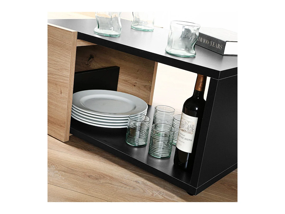 Table Basse Extensible avec Caisson Coulissant L74-125 cm - Slide