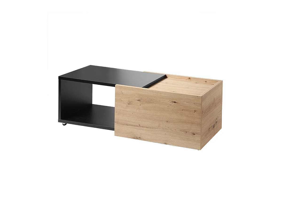 Table Basse Extensible avec Caisson Coulissant L74-125 cm - Slide