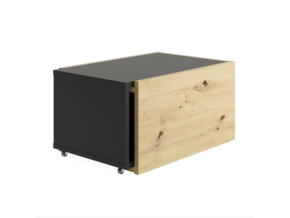 Mesa de centro extensível carvalho artesanal e preto