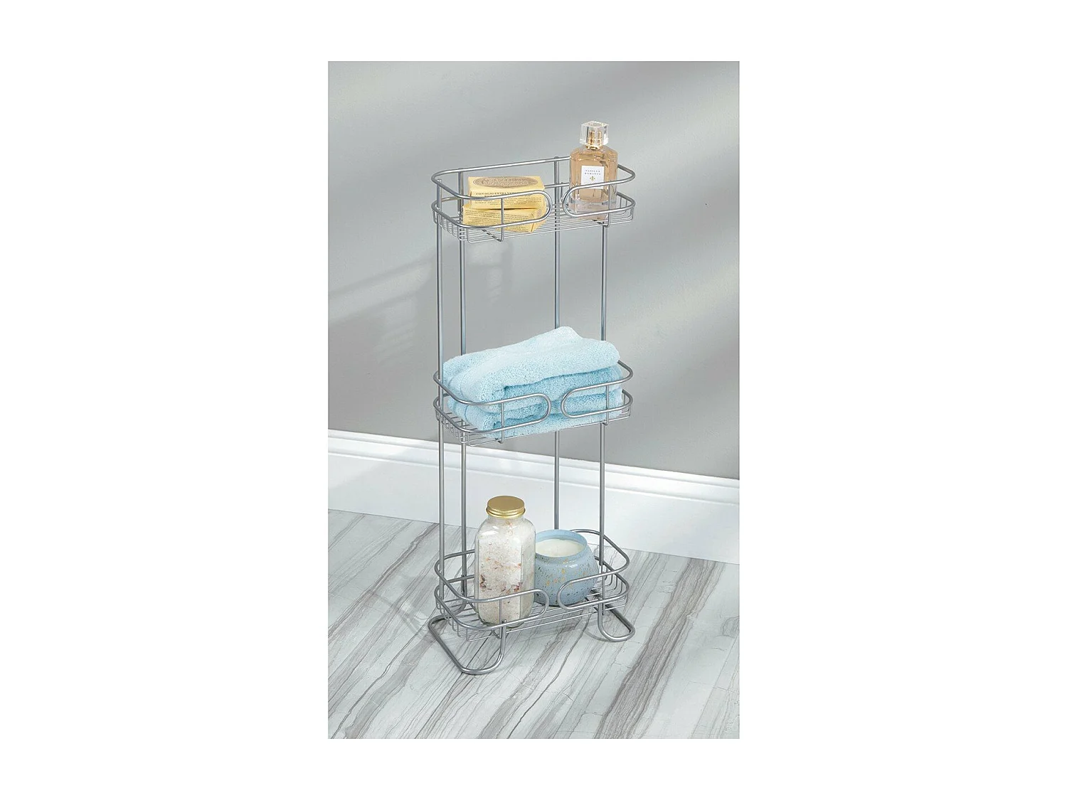 Étagère trois niveaux pour salle de bain