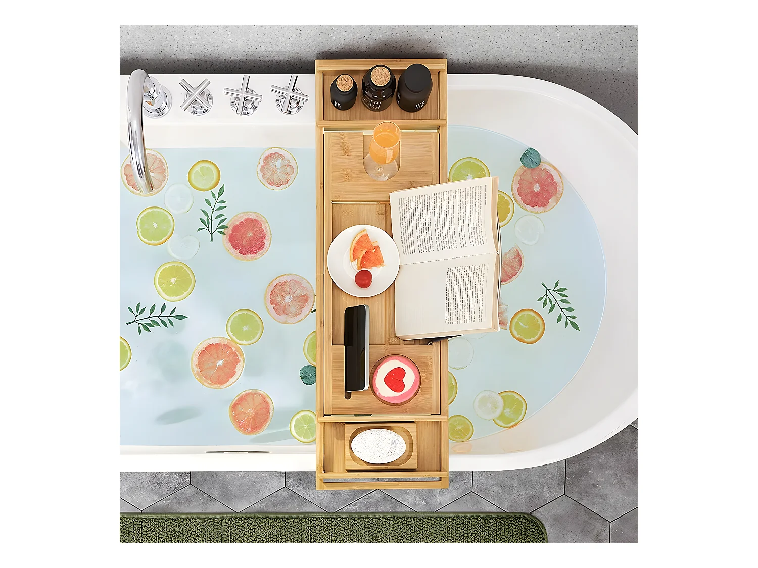 ausziehbarer Badewannenaufsatz aus Bambus - L75/109 cm