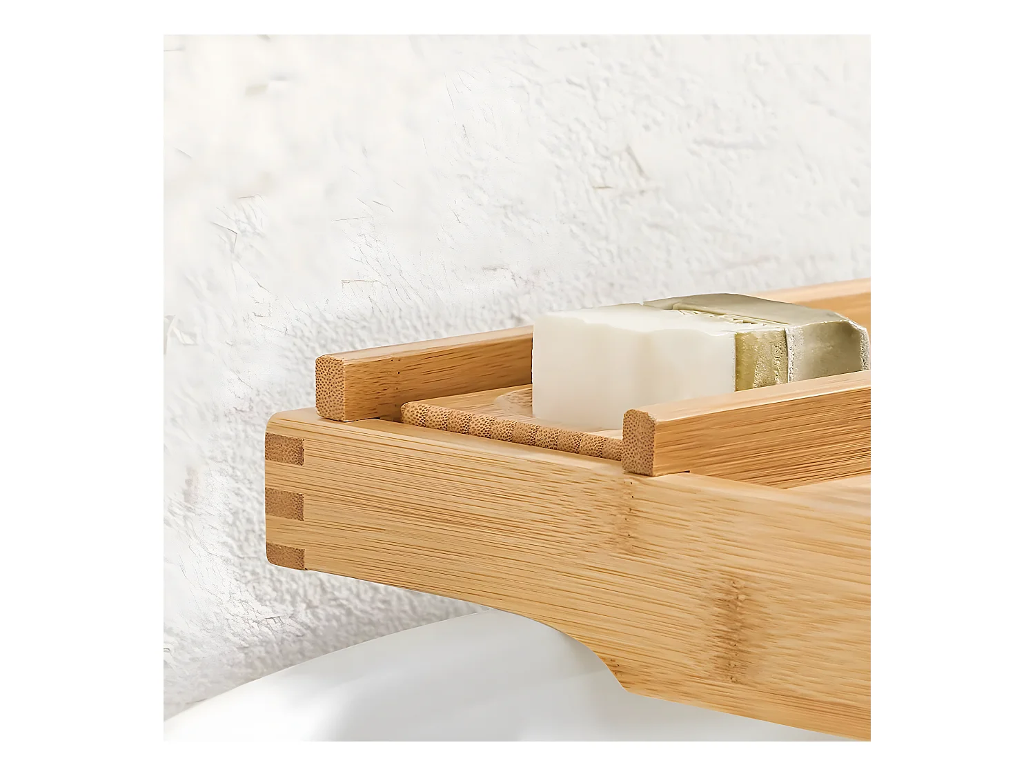 ausziehbarer Badewannenaufsatz aus Bambus - L75/109 cm