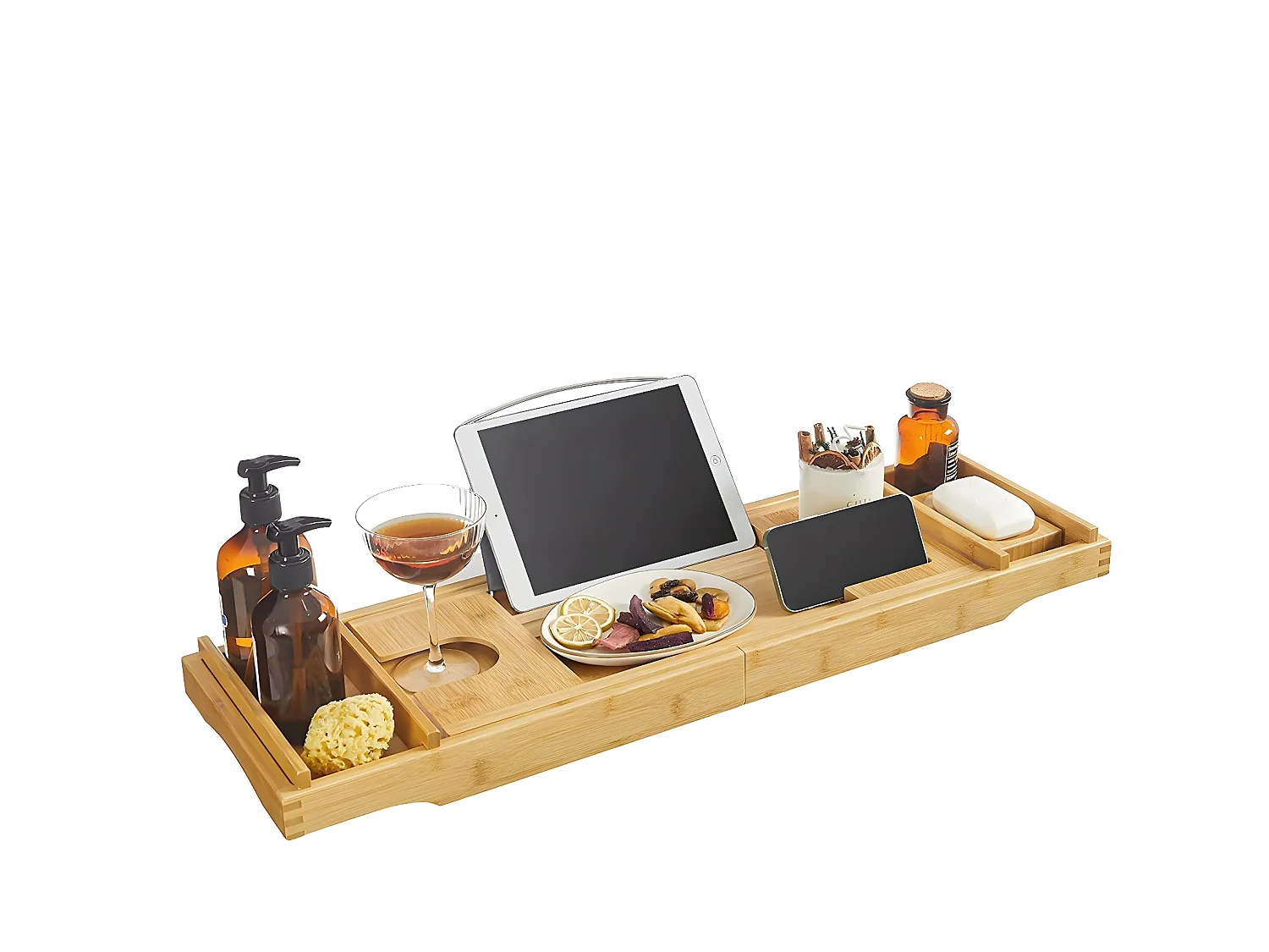 ausziehbarer Badewannenaufsatz aus Bambus - L75/109 cm