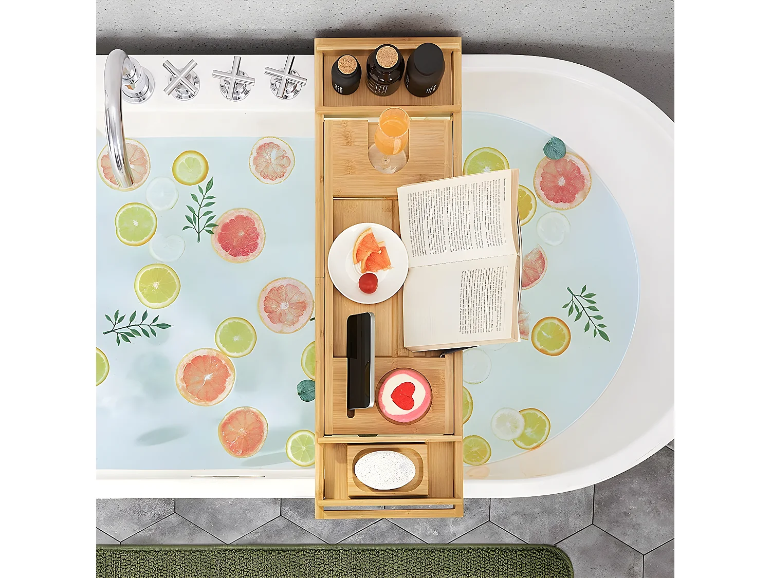 Pont de Baignoire Extensible en Bambou - L75/109 cm