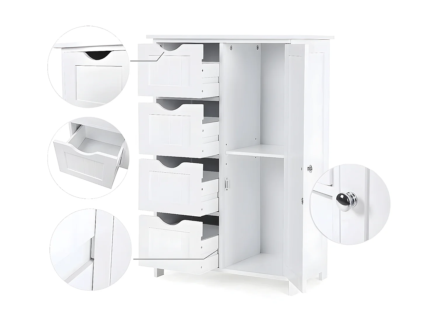 Badkamermeubel 1 Deur 4 Laden - L55 cm