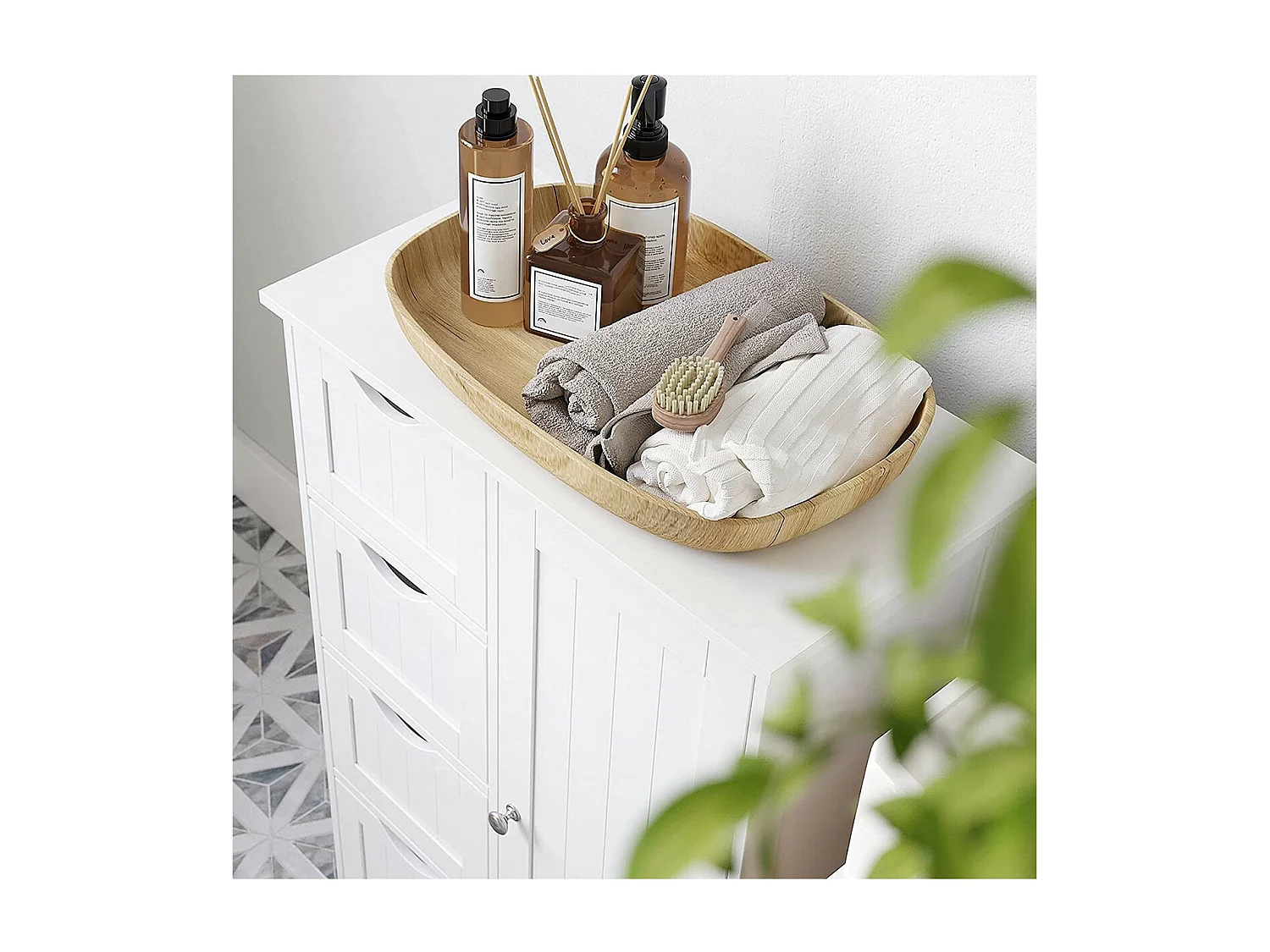 Meuble de salle de bain 1 Porte 4 Tiroirs - L55 cm