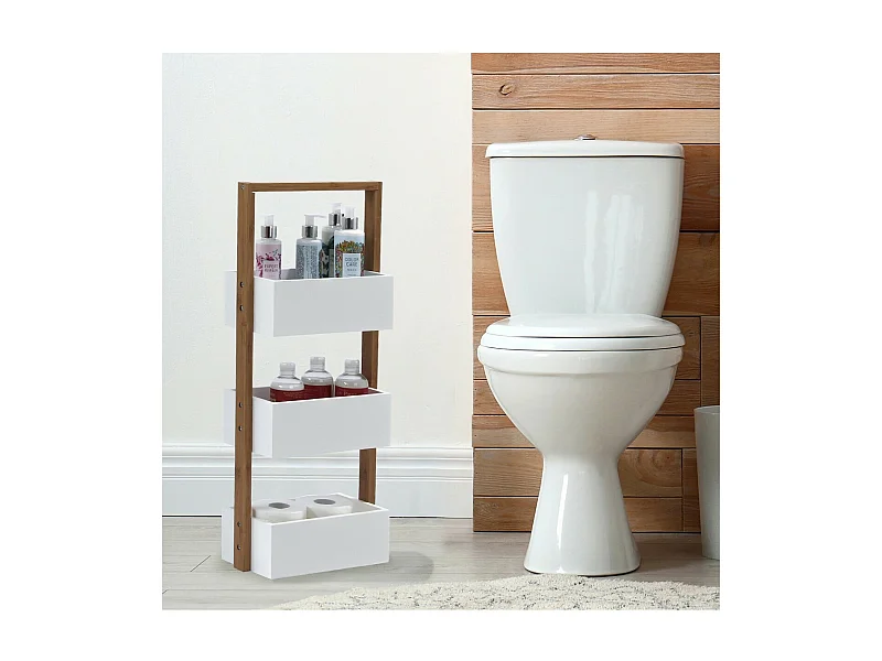 Etagère droite bambou 3 bacs de rangement