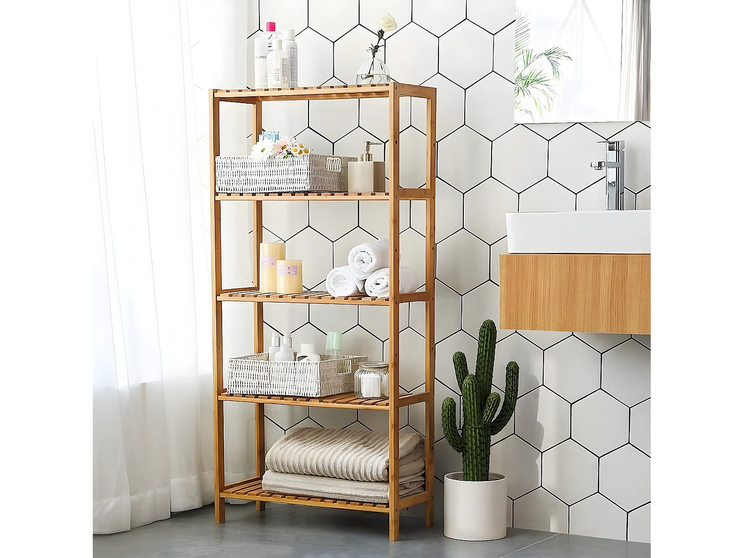 Estantería de 5 Niveles para Baño - 60 x 26 x 130 cm