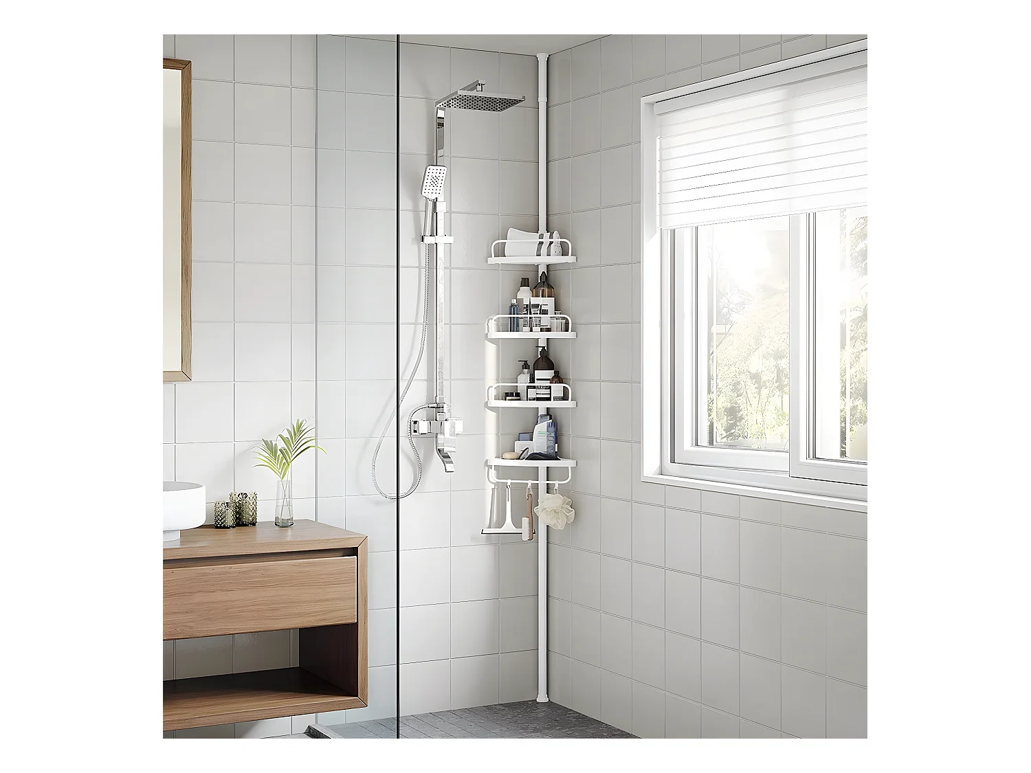 Ripiano doccia regolabile da 4 ripiani - H85/305 cm