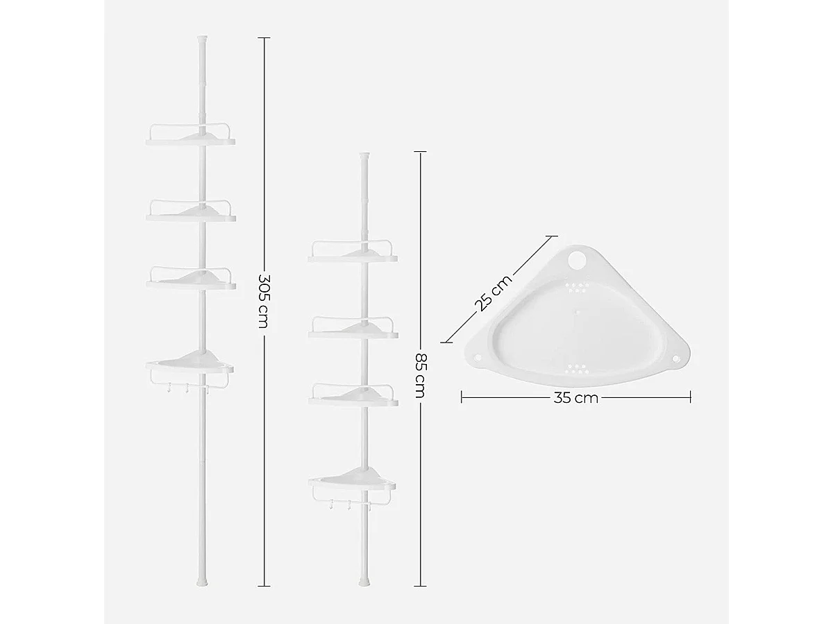 Ripiano doccia regolabile da 4 ripiani - H85/305 cm
