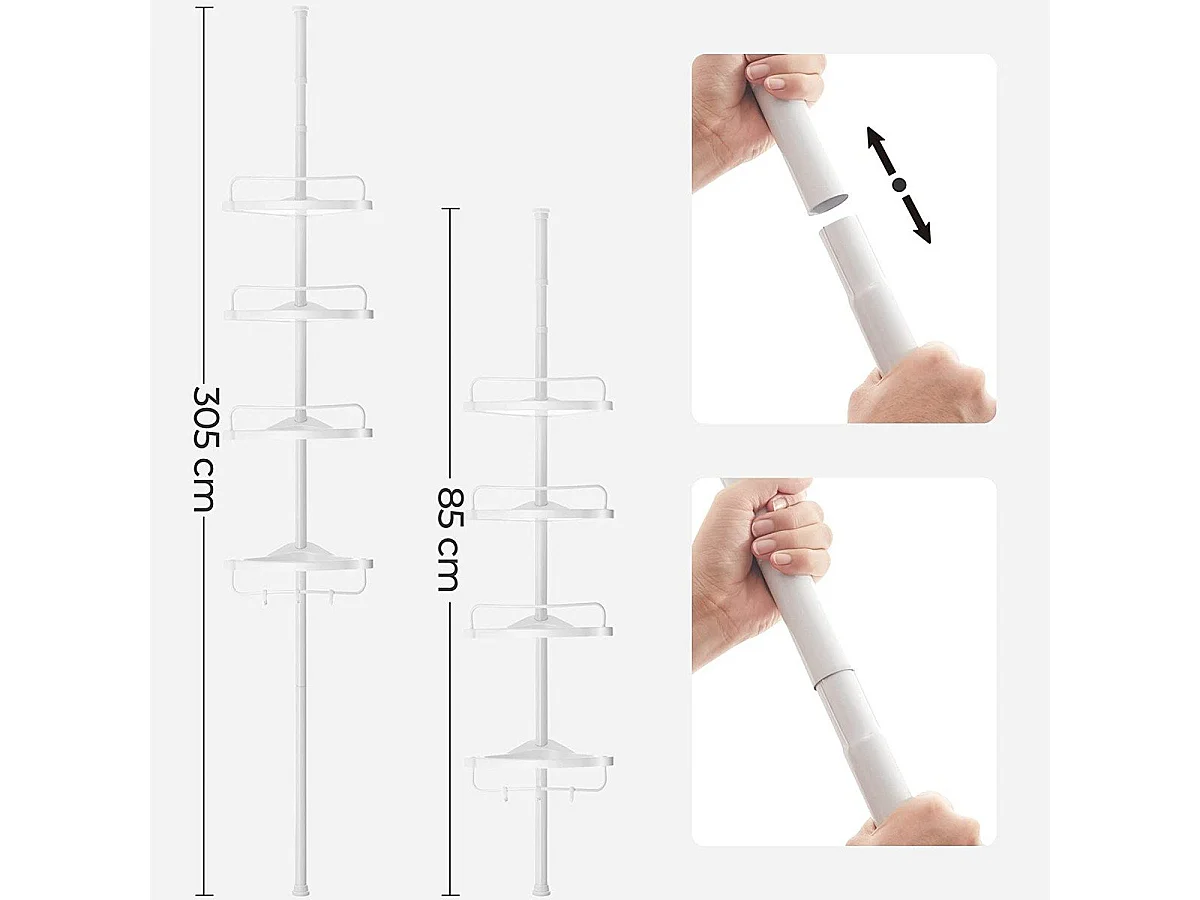 Ripiano doccia regolabile da 4 ripiani - H85/305 cm