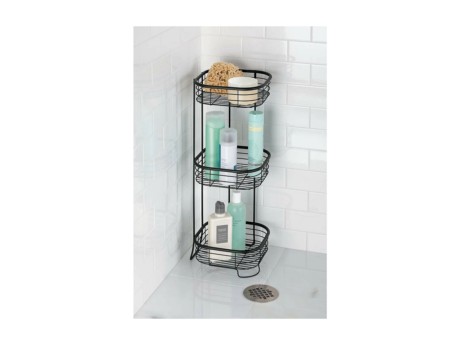 Étagère de douche 3 niveaux en acier