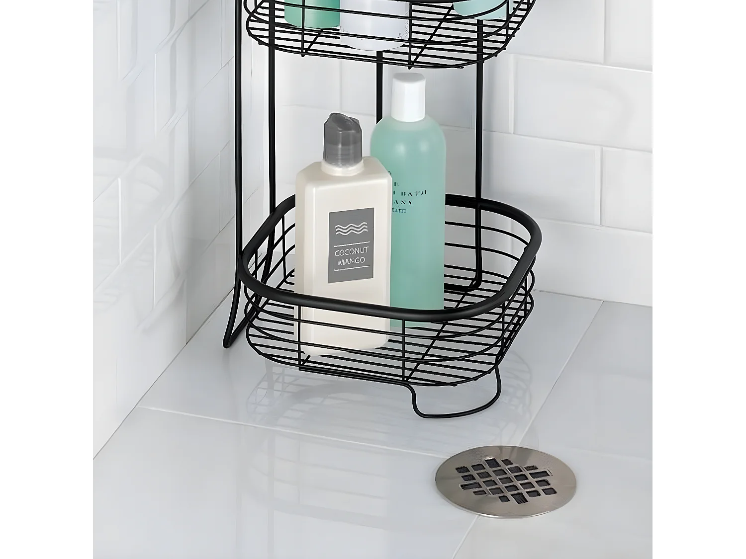 Étagère de douche 3 niveaux en acier