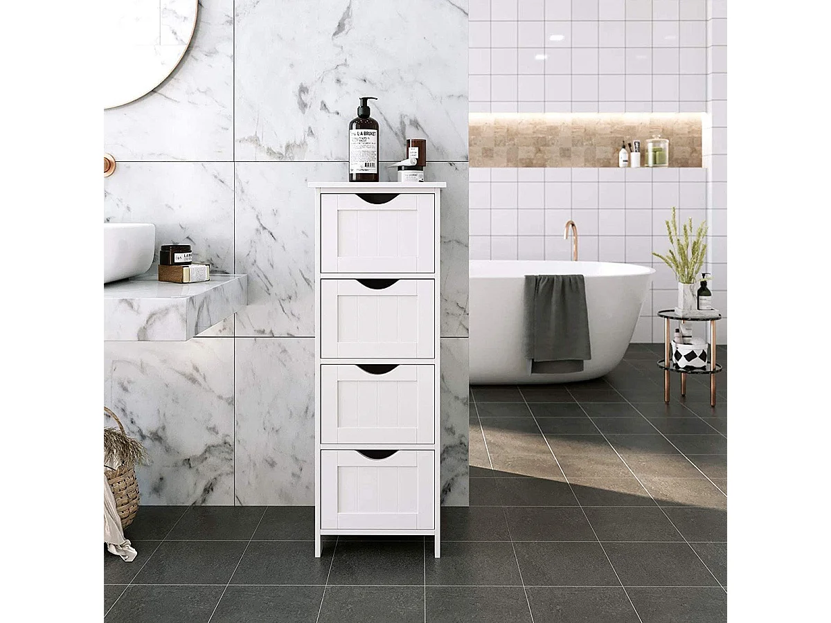 Rangement de salle de bain Blanc avec 4 tiroirs - L30 cm