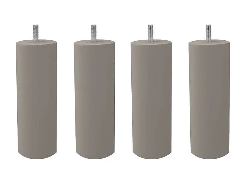 Lot de 4 pieds de meuble taupe 15x6 rond bois de hêtre - PIEDS DE LIT
