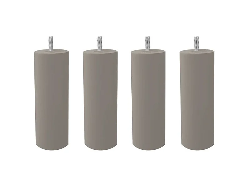 Lot de 4 pieds de meuble taupe 15x6 rond bois de hêtre - PIEDS DE LIT
