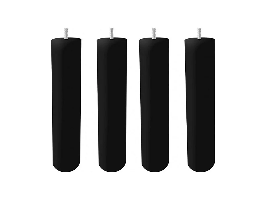 Lot de 4 pieds de meuble noir 25x6 rond bois de hêtre - PIEDS DE LIT