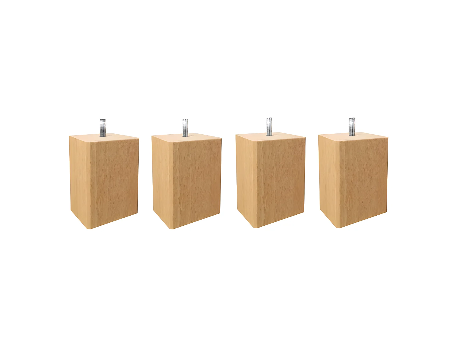 Lot de 4 pieds de meuble 10x7 carré en bois de hêtre - PIEDS DE LIT