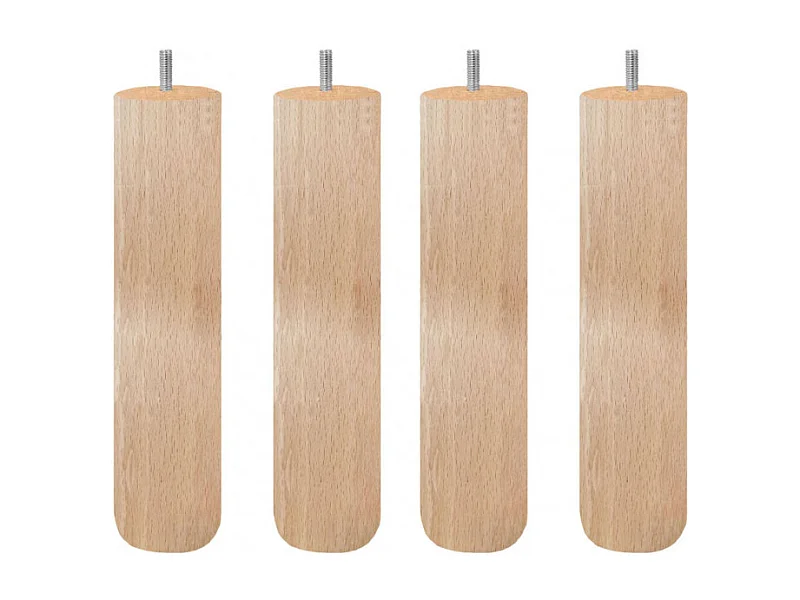 Lot de 4 pieds de meuble 25x6 rond en bois de hêtre - PIEDS DE LIT