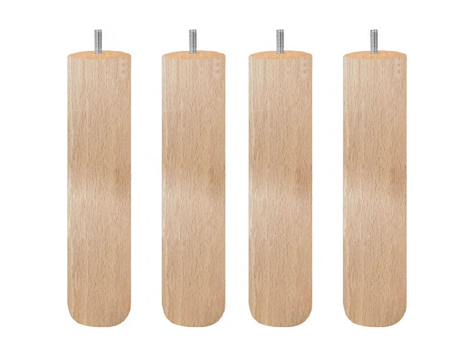 Lot de 4 pieds de meuble 25x6 rond en bois de hêtre - PIEDS DE LIT