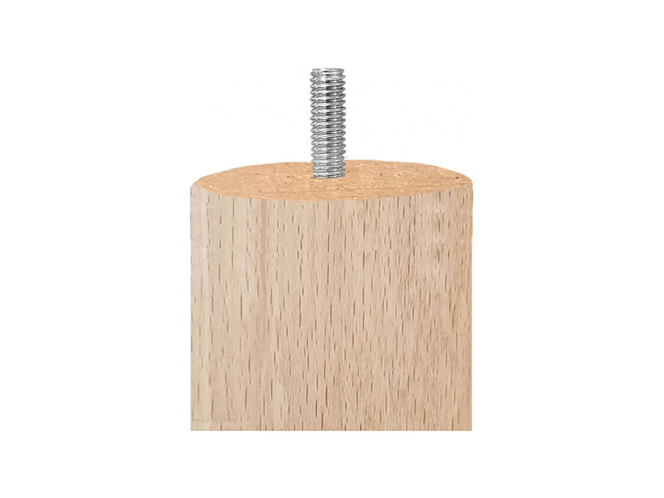 Lot de 4 pieds de meuble 25x6 rond en bois de hêtre - PIEDS DE LIT