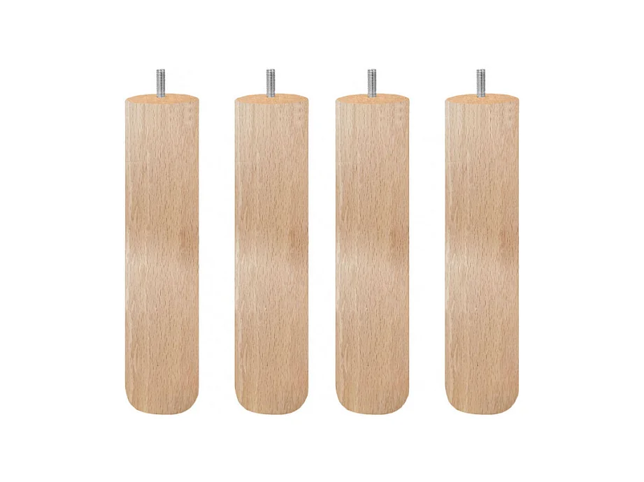 Lot de 4 pieds de meuble 25x6 rond en bois de hêtre - PIEDS DE LIT