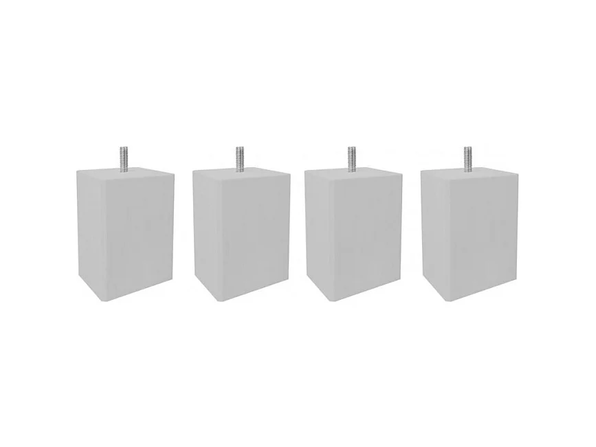 Lot de 4 pieds de meuble gris 15x7 carré bois de hêtre - PIEDS DE LIT