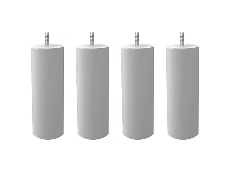 Lot de 4 pieds de meuble gris 15x6 rond bois de hêtre - PIEDS DE LIT