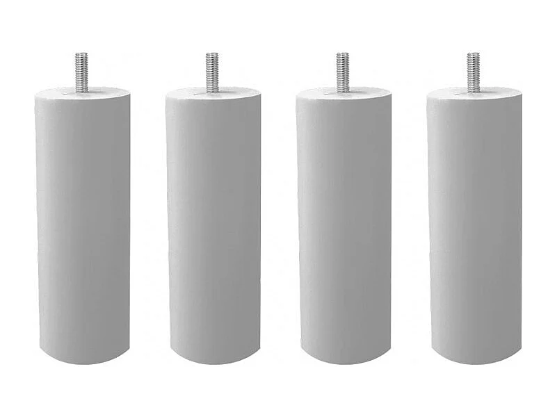 Lot de 4 pieds de meuble gris 15x6 rond bois de hêtre - PIEDS DE LIT