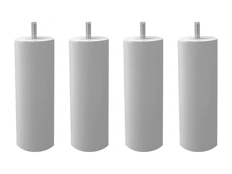 Lot de 4 pieds de meuble gris 15x6 rond bois de hêtre - PIEDS DE LIT